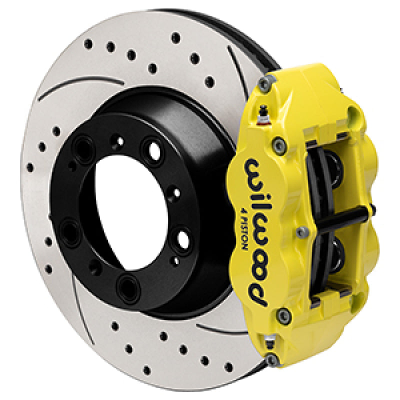 Wilwood 99-12 Porsche 911 (996/997) Superlite 4R Rear Brake Kit Drilled 14.00in Rotor w/Lines - Ylw