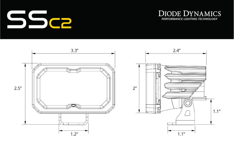 Diode Dynamics Stage Series 1 1/4 In Roll Bar Chase Light Kit SSC2 Sport - Yellow (Pair)