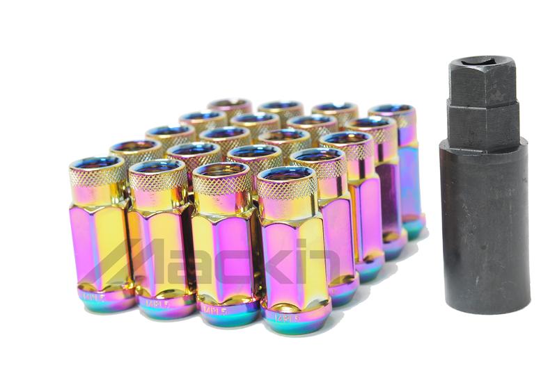 Wheel Mate Monster Locking Lug Nut Set of 4 - Chrome Neon 14x1.50