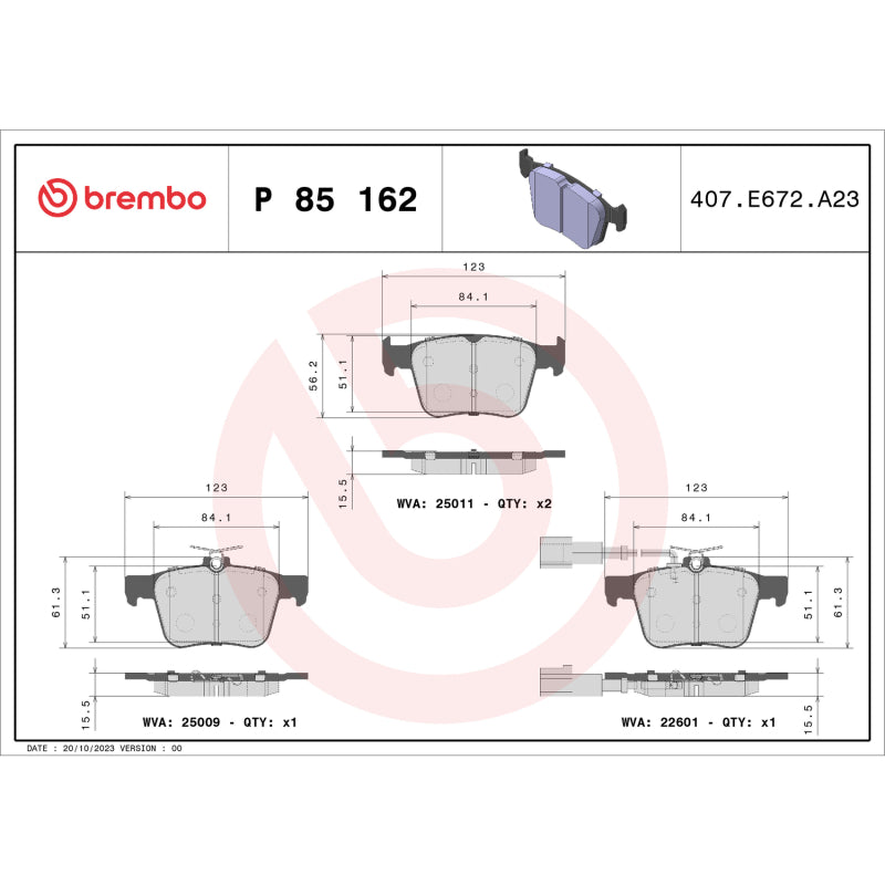 Brembo 18-20 Audi RS3/ Audi TT RS Quattro Rear Low-Met Brake Pad
