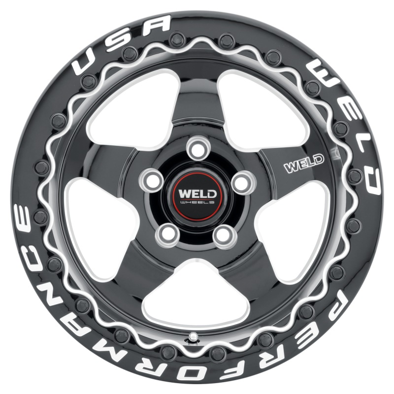 Weld Ventura Beadlock 15x10 / 5x120.65 BP / 45 Offset / 7.27 BS / 78.1 Bore - Gloss Black MIL - DIA