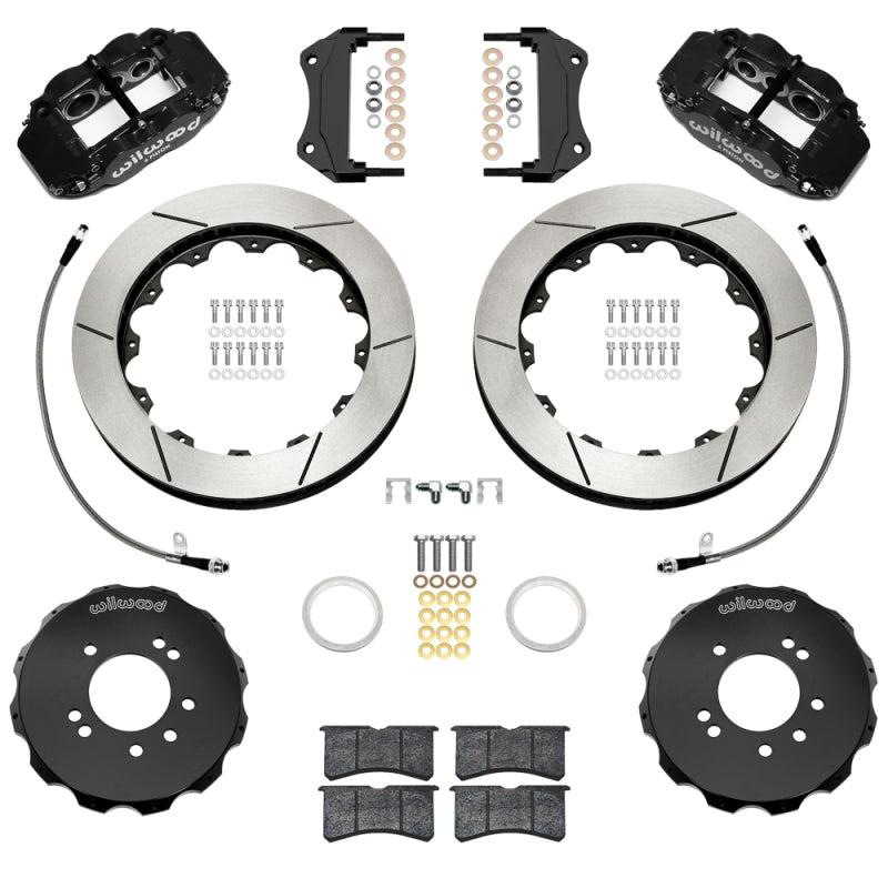 Wilwood 95-98 Nissan Skyline Superlite 6R Front BBK w/ 12.88in Slotted Rotors & Flexlines - Black