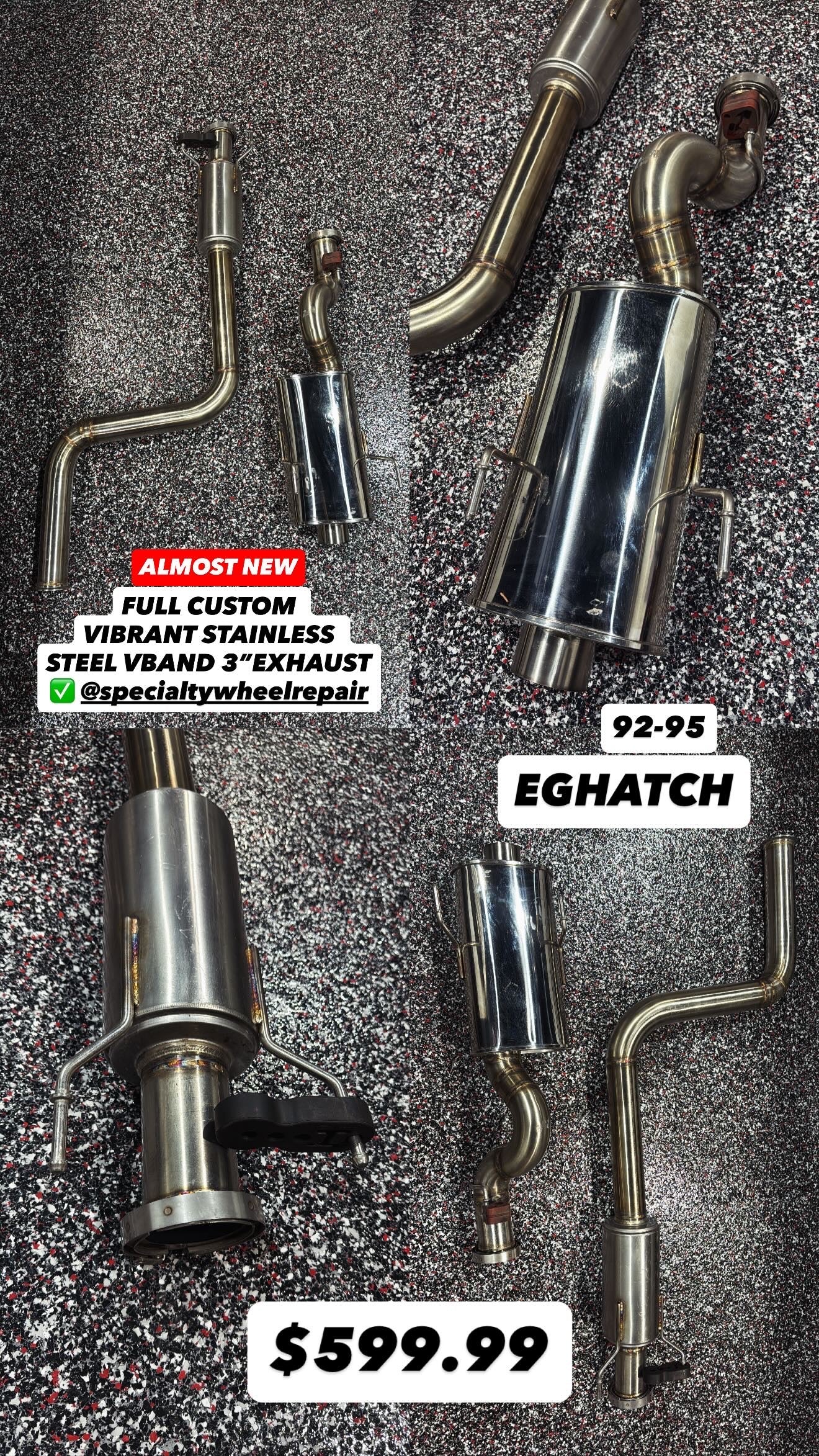 Tsm Used Parts Collection - Full Custom Vibrant 3” SS Vband Exhaust System 92-95 EG Hatch
