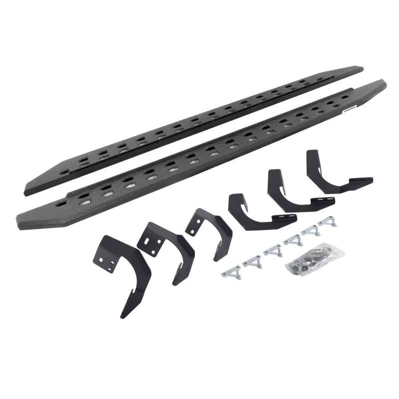 Go Rhino 15-22 Ram 1500 QC 4DR (Clssc Bdy) RB20 Slim Running Boards Kit (w/Brackets) - Bedliner Coat