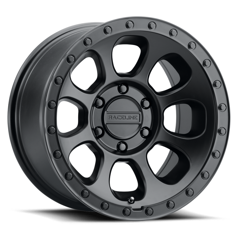 Raceline 961B Bolt 17x9in / 5x127 BP / -12mm Offset / 78.1mm Bore - Satin Black