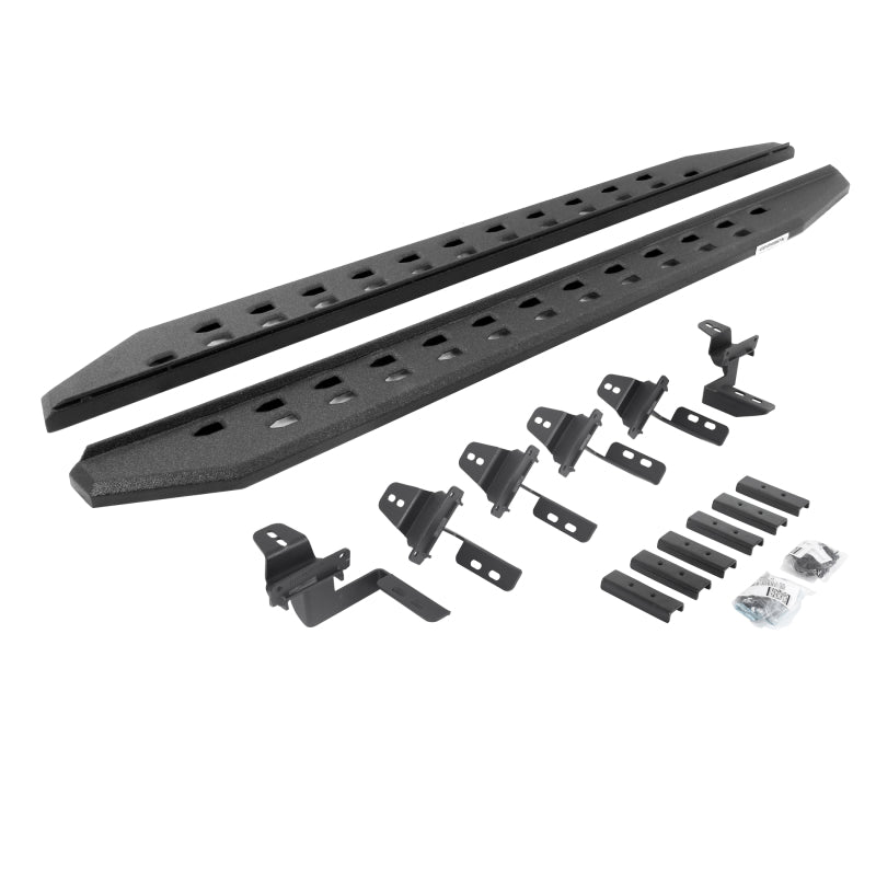Go Rhino 07-18 Jeep Wrangler JK 4DR RB20 Slim Running Boards Kit (Incl. Brackets) - Bedliner Coating