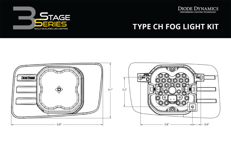 Diode Dynamics SS3 Type CH LED Fog Light Kit Sport ABL - Yellow SAE Fog