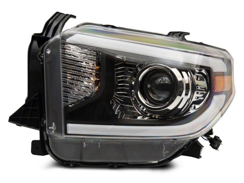 Raxiom 14-21 Toyota Tundra Axial Projector Headlights w/ SEQL LED Bar- Blk Housing (Clear Lens)