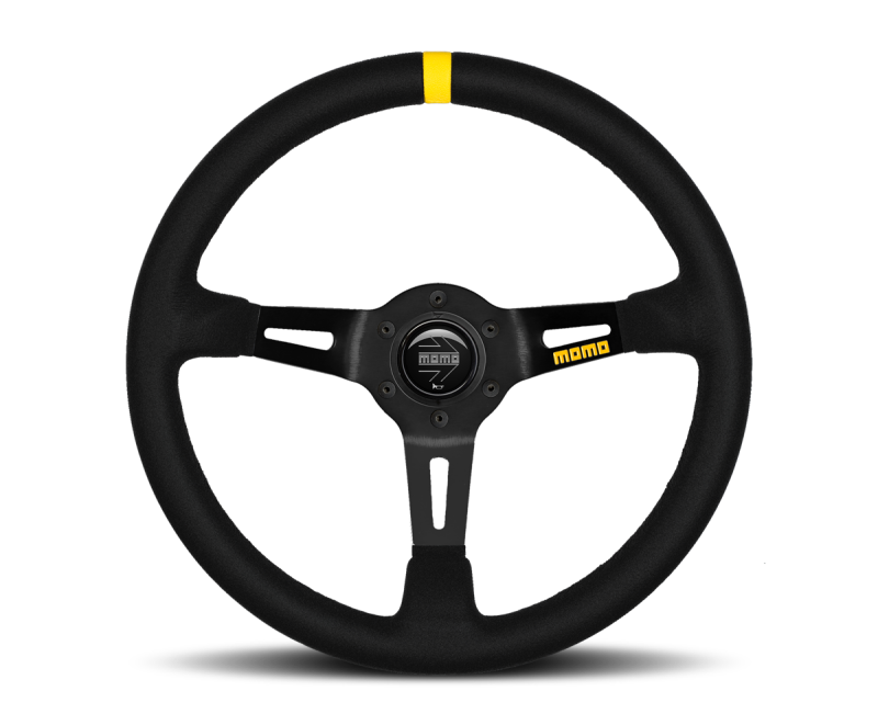 Momo MOD08 Steering Wheel 350 mm - Black Suede/Black Spokes/1 Stripe