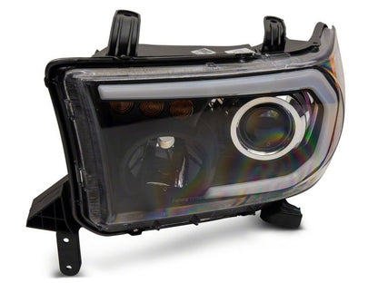 Raxiom 07-13 Toyota Tundra Axial Series Projector Headlights w/ LED Bar- Blk Housing (Clear Lens)