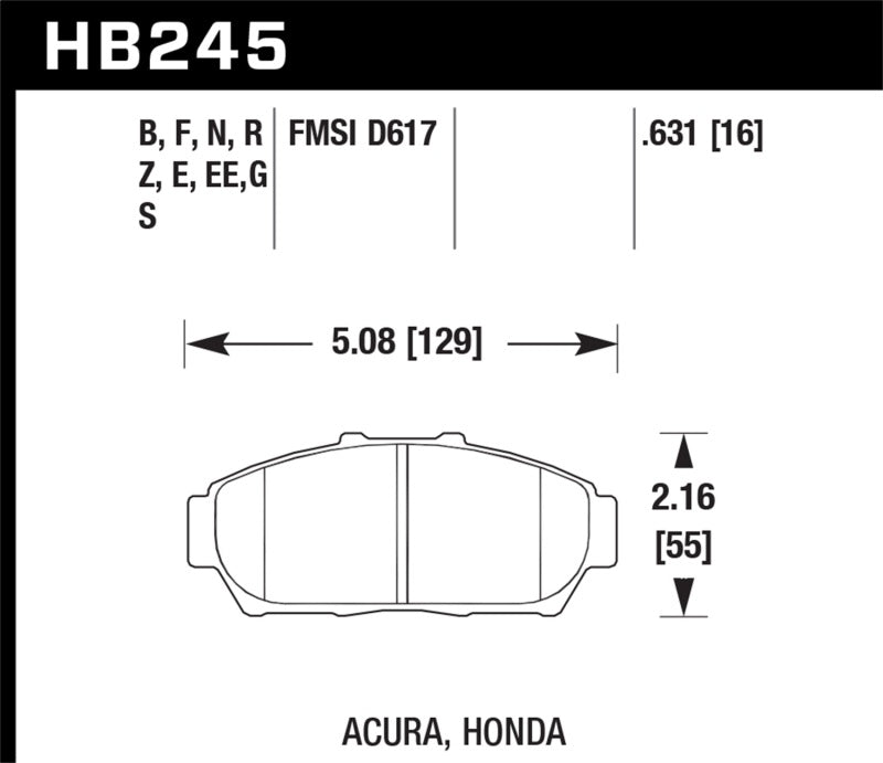 Hawk 94-01 Acura Integra (excl Type R) Blue 9012 Race Front Brake Pads