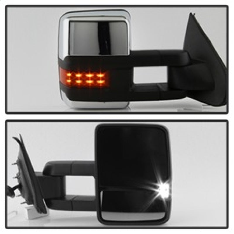 xTune Chevy Silverado 14-16 Heated Amber LED Signal Mirror Chrome MIR-CSIL14S-G3C-PWH-AM-SET