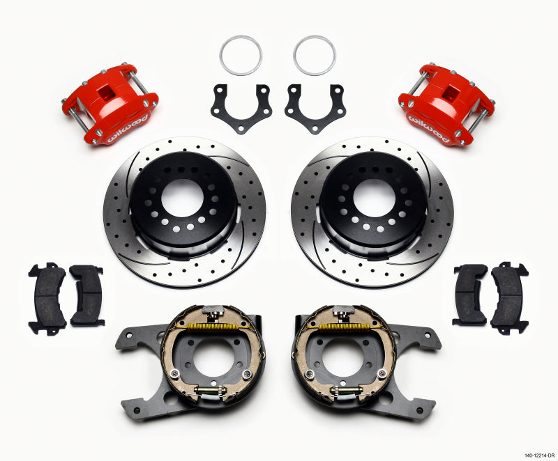 Wilwood D154 P/S P-B Kit Drilled-Red Mopar/Dana 2.36in Off w/Snap Ring Bearing