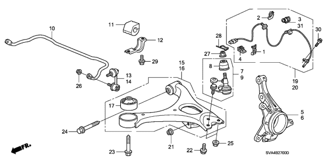 Honda - 06-11 Civic Front Right Side Sway Stabilizer Bar Link