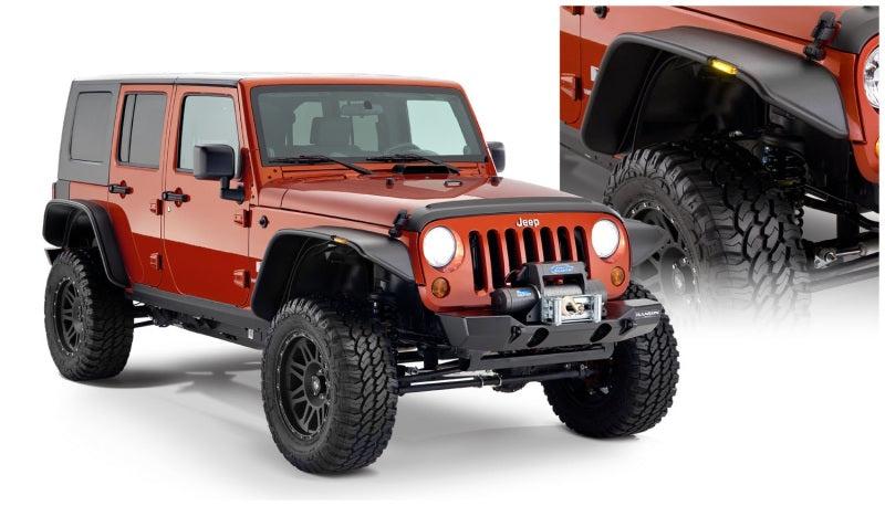 Bushwacker 07-18 Jeep Wrangler Unlimited Flat Style Flares 4pc 4