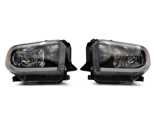 Raxiom 14-21 Toyota Tundra Axial Series Headlights w/ LED Bar- Blk Housing (Clear Lens)