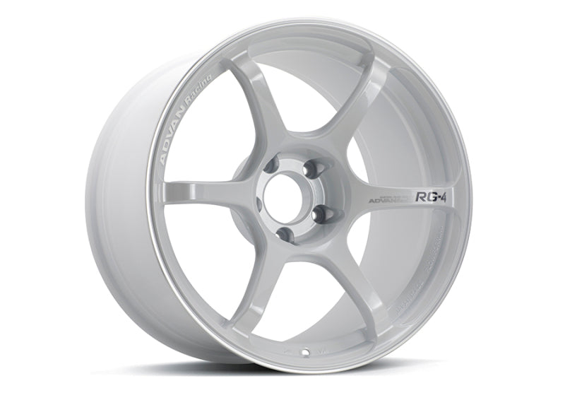Advan RG-4 18x11 +30 5x114.3 Racing White Metallic and Ring Wheel