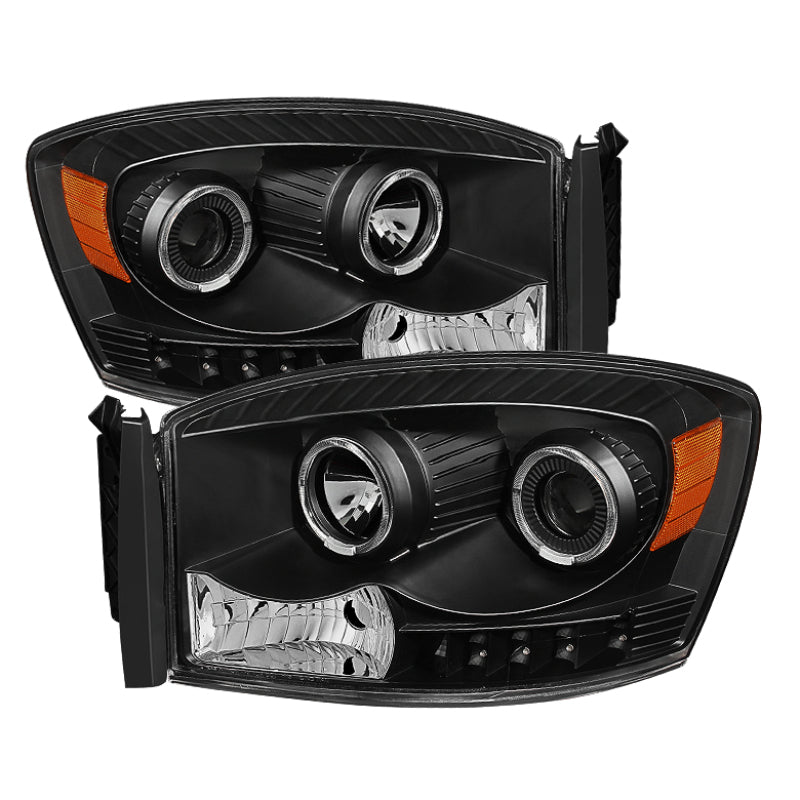 xTune Dodge Ram 1500 06-08 / Ram 2500/3500 06-09 Halo Projector Headlights Black PRO-JH-DR06-LED-BK