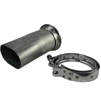 Granatelli 3in Round to 3in Oval Exhaust Pipe Adapter w/V-Band Connection