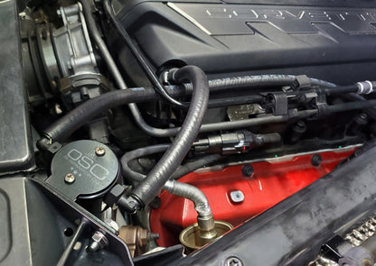 J&L 20-23 Chevrolet Corvette 6.2L LT2 Targa Top Passenger Side Oil Separator 3.0 - Black Anodize