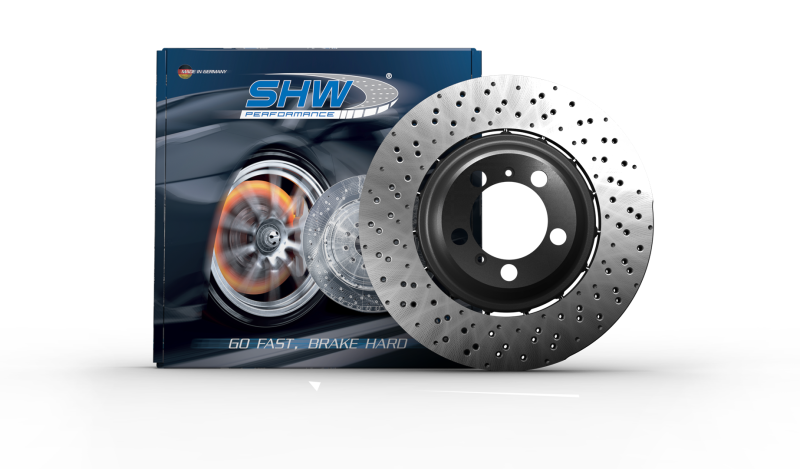 SHW 2021 Porsche 911 Turbo 3.7L Right Front Cross-Drilled Lightweight Brake Rotor (992615302T)