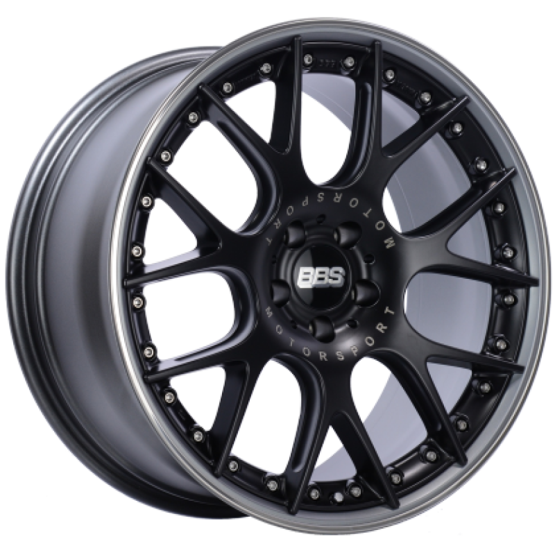 BBS CH-RII 20x9.5 5x120 ET40 Satin Black Center Platinum Lip SS Rim Prot Wheel -82mm PFS/Clip Req