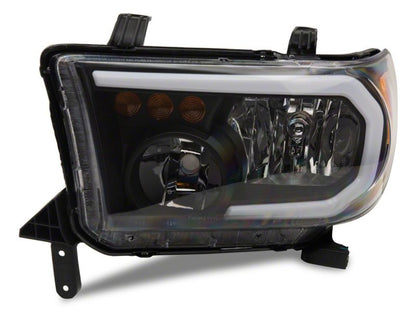 Raxiom 07-13 Toyota Tundra Axial Series Headlights w/ LED Bar- Blk Housing (Clear Lens)