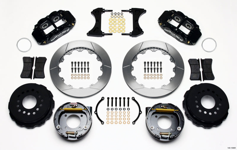 Wilwood Narrow Superlite 4R Rear P-Brk Kit 12.88in Chevy 12 Bolt w/ C-Clips Staggered mt