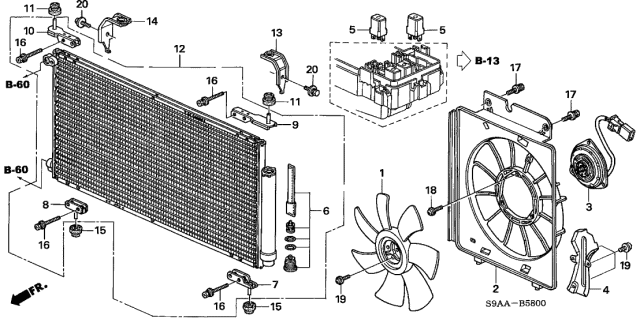 Honda - A/C Condenser Compressor Lines-Condenser Upper Insulator