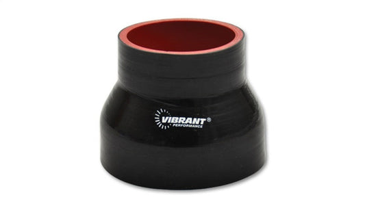 Vibrant - 4 Ply Reinforced Silicone Transition Connector - 2in I.D. x 2.25in I.D. x 3in long (BLACK)