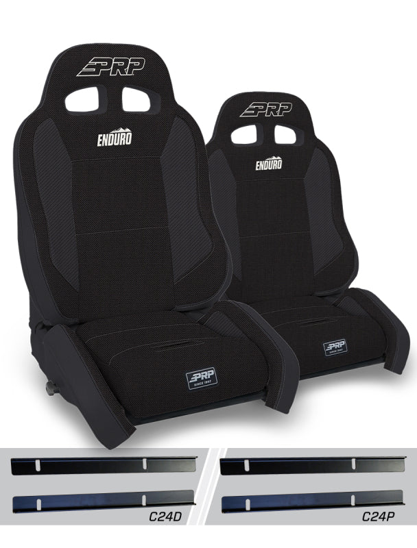 PRP 03-06 Jeep Wrangler TJ Enduro Elite Suspension Seat Crawl Edition - Black (Pair)