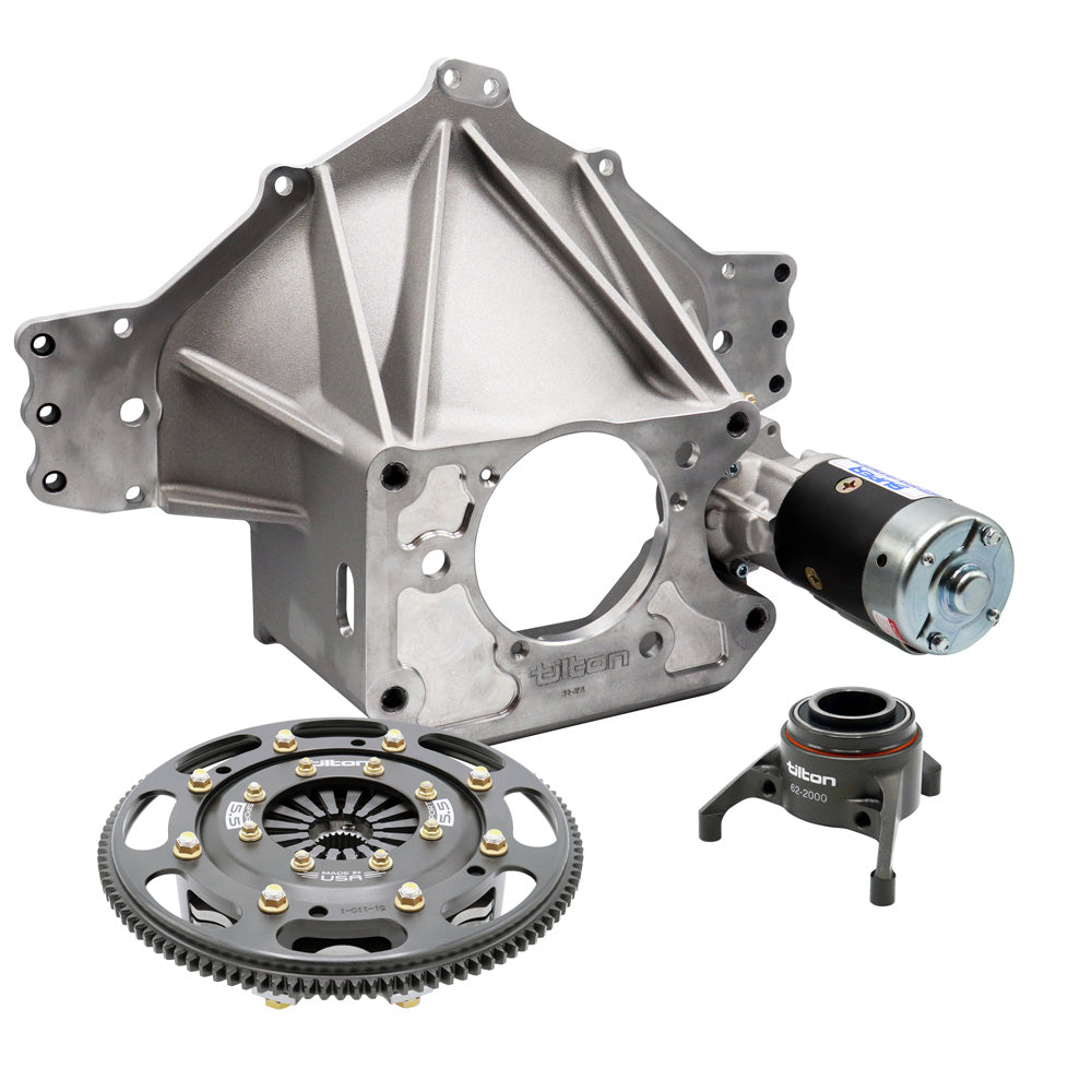 Tilton Racing - 110T Aluminum Rear-Mount Starter Bellhousing Kits Chevy Crate with Sport 5.5 Clutch 3 Disc Metallic 29-Spline