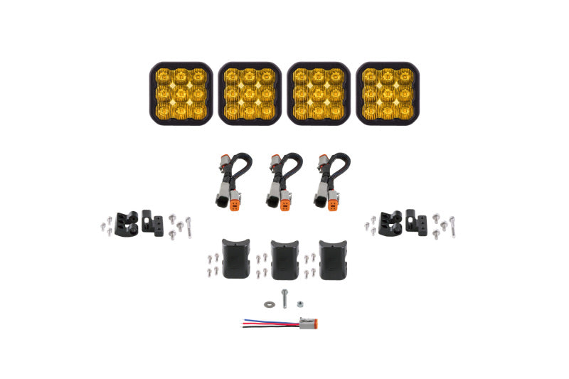 Diode Dynamics SS5 Sport Universal CrossLink 4-Pod Lightbar - Yellow Driving