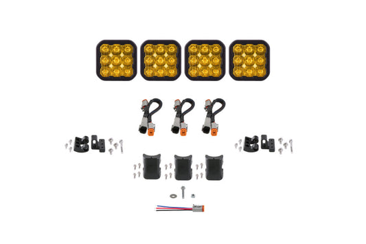 Diode Dynamics SS5 Sport Universal CrossLink 4-Pod Lightbar - Yellow Driving