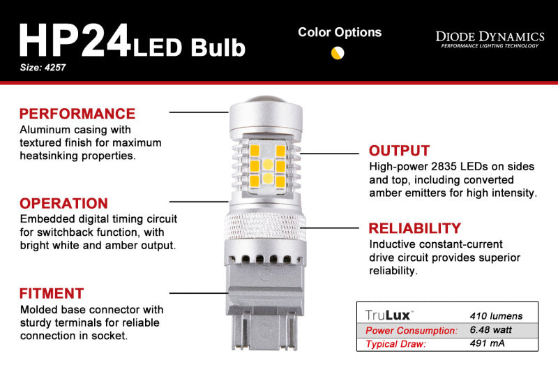 Diode Dynamics 4257 HP24 LED Bulb - Cool - White Switchback (Single)
