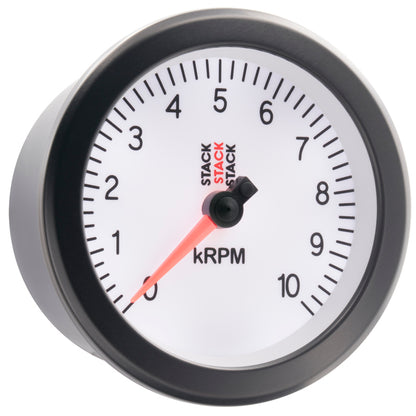 Autometer Stack Sport 88mm 0-10K RPM Tachometer - White