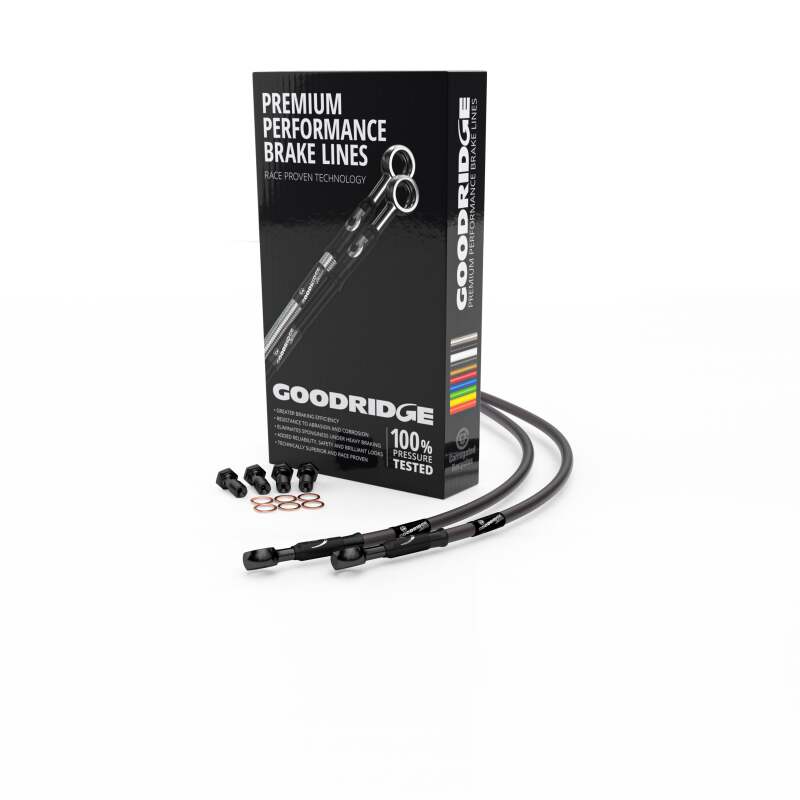 Goodridge 2003 BMW R1100S (Non ABS) Carbon Front SS Brake Lines w/Black Fittings