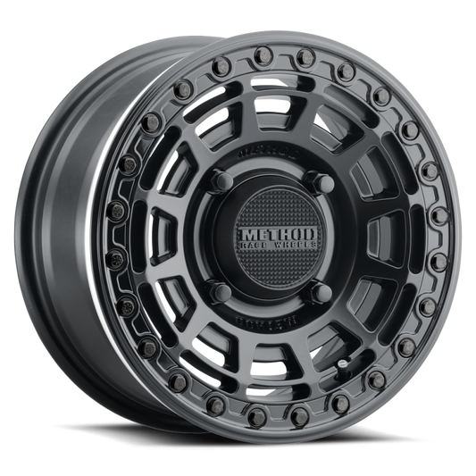 Method MR415 Beadlock 15x10 / 6+4/25mm Offset / 4x136 / 106 CB Matte Black Wheel - Gloss Black Ring