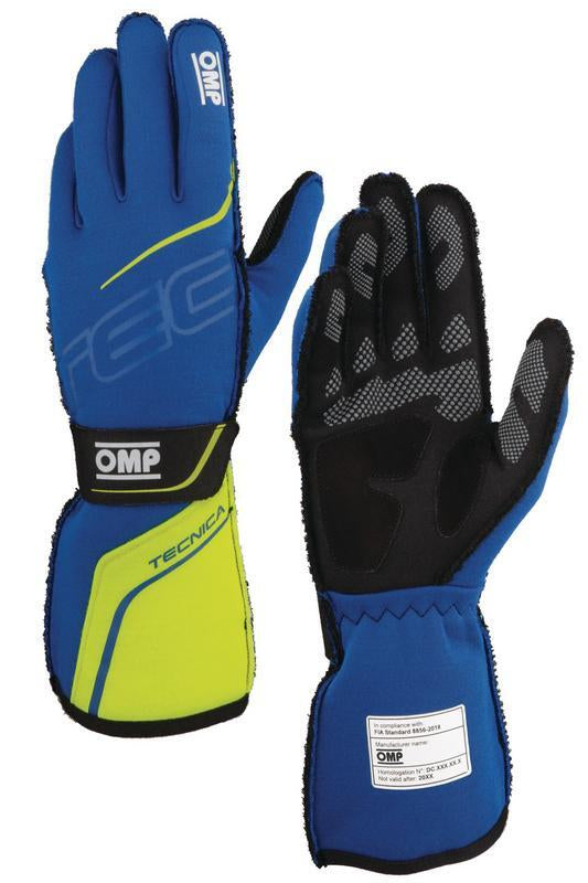 OMP TECNICA GLOVES FIA 8856-2018 BLUE / YELLOW SZ XL