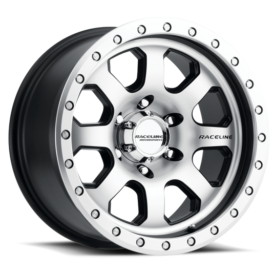 Raceline 929M Avenger 17x9in / 5x127 BP / -12mm Offset / 83.82mm Bore - Black & Machined Wheel