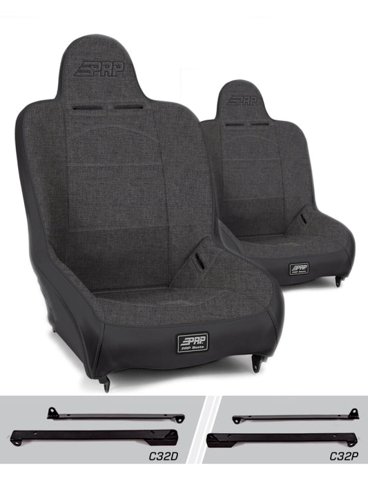 PRP Jeep Wrangler CJ7/YJ Premier High Back Suspension Seats Kit (Pair) - Gray