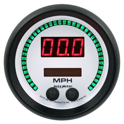 Autometer 85.7mm White Switchable 260 MPH / 260 KM/H Speedometer Phantom Elite Digital Gauge