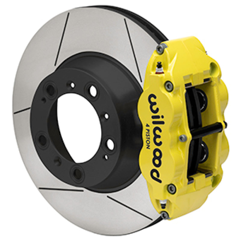 Wilwood 99-12 Porsche 911(996/997) Superlite 4R Rear Brake Kit Slotted 14.00in Rotor W/Lines - Ylw
