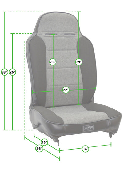 PRP 97-02 Jeep Wrangler TJ High Back Enduro Reclining Suspension Seats Kit- Gray