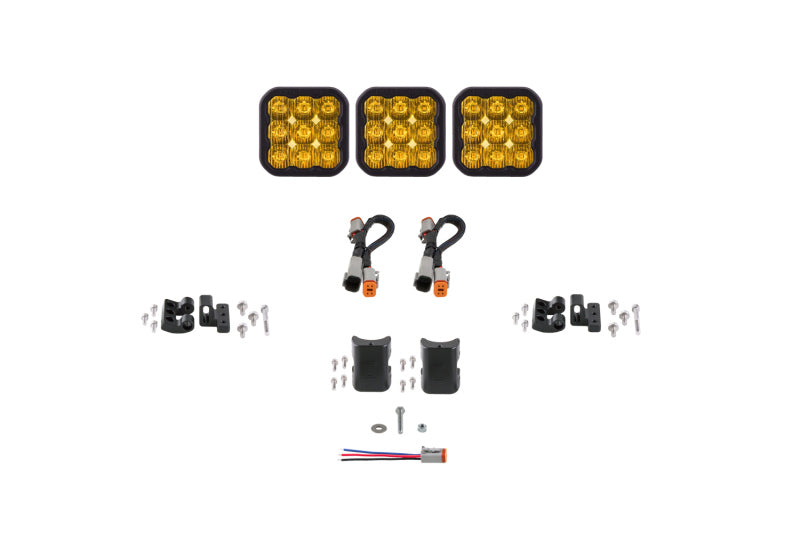 Diode Dynamics SS5 Sport Universal CrossLink 3-Pod Lightbar - Yellow Driving