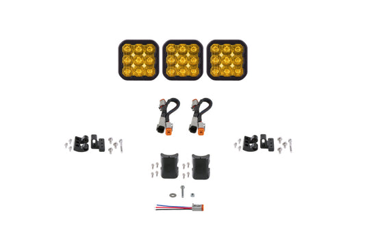 Diode Dynamics SS5 Pro Universal CrossLink 3-Pod Lightbar - Yellow Driving