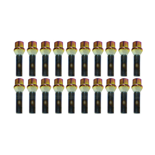 Wheel Mate Mevius 17 Hex Lug Bolt Set of 20 - Chrome Neon 14x1.25 40mm Cone 60 DEG TAP