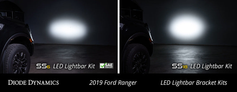 Diode Dynamics 19-21 Ford Ranger SS6 LED Lightbar Kit - White Driving
