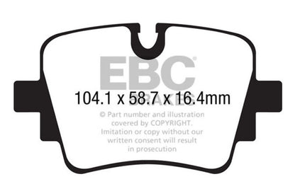 EBC 13+ Jaguar F-Type (Cast Iron Rotors Only) 3.0 Supercharged (340) Redstuff Rear Brake Pads