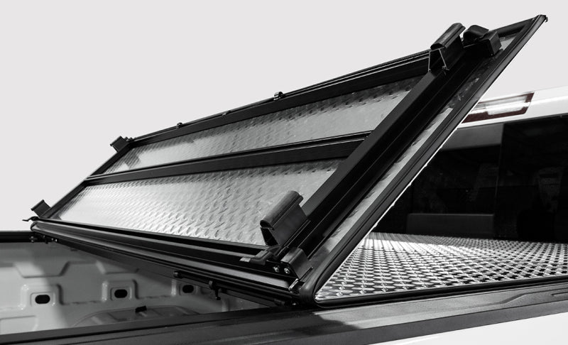 Access LOMAX 2022+ Rivian R1T 4ft 6in Bed (w/ OEM Tonneau Track) Folding Hard Cover - Black Diamond
